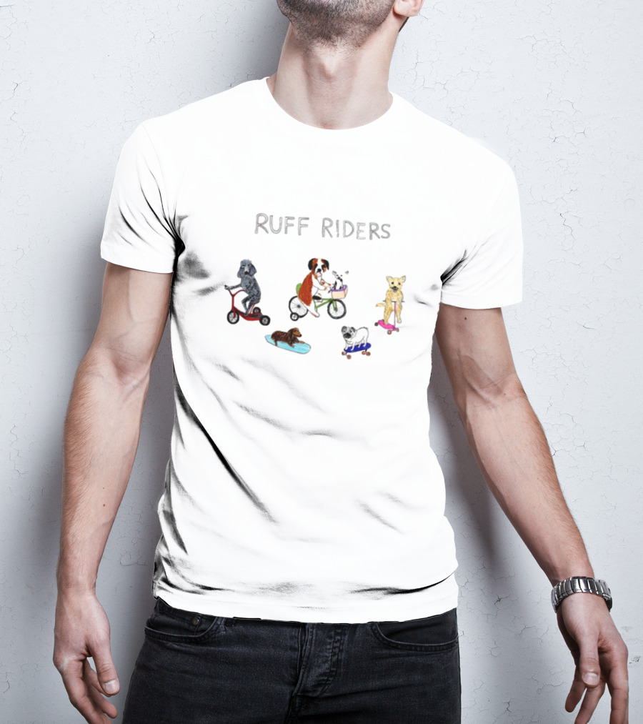 RUFF RIDERS Poodles Boxers Bulldogs Skateboards Scooters Bicycles T-Shirt
