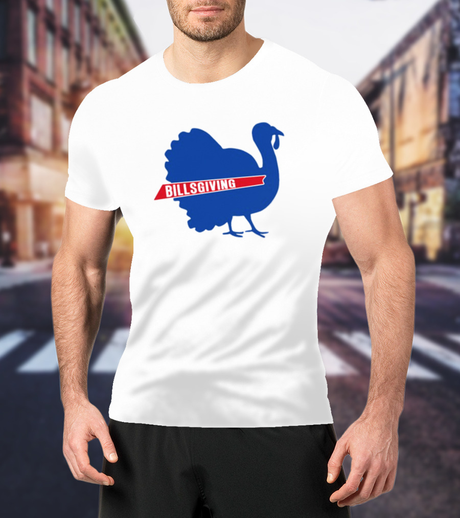 Billsgiving Turkey With Blue And Red T-Shirt