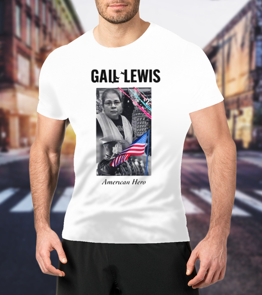 Gail Lewis American Hero Holding Flag Patriotic T-Shirt