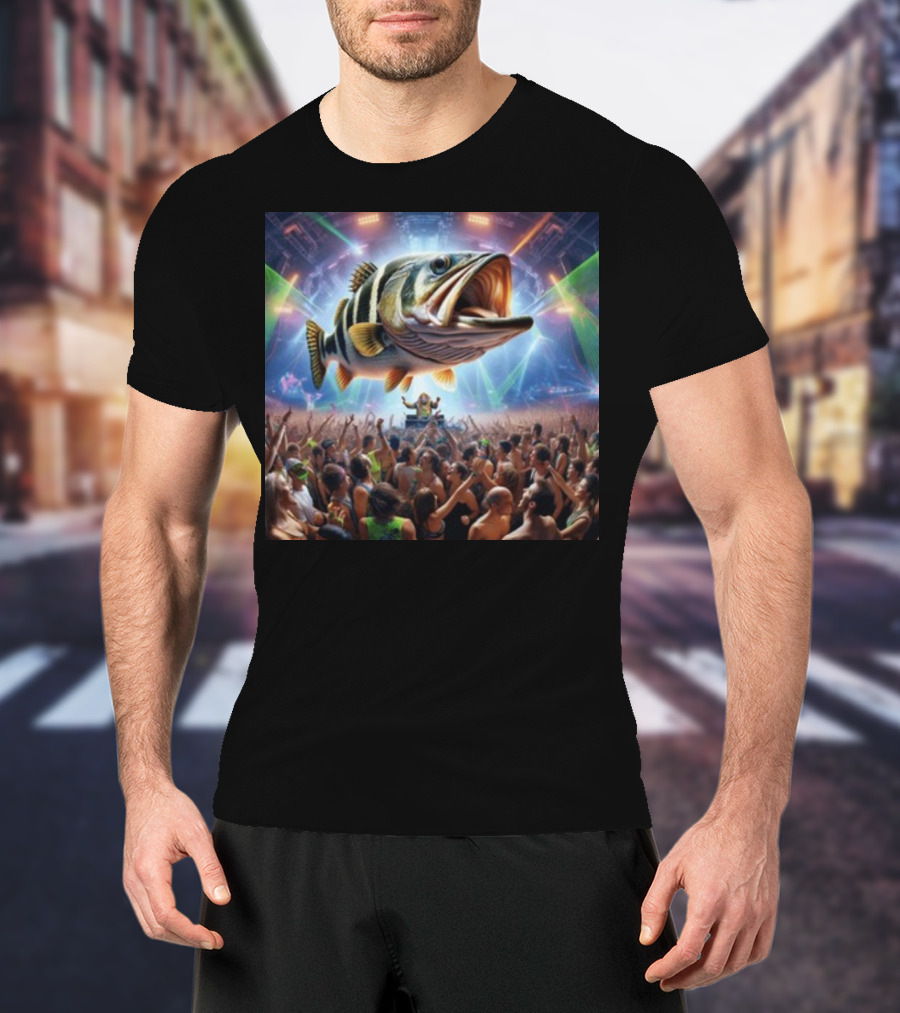 Gpt Drop The Bass Giant Fish Rave Party Crowd And DJ Event T-Shirt