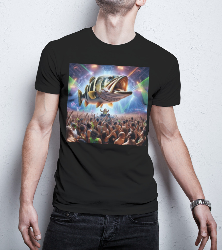 Gpt Drop The Bass Giant Fish Rave Party Crowd And DJ Event T-Shirt