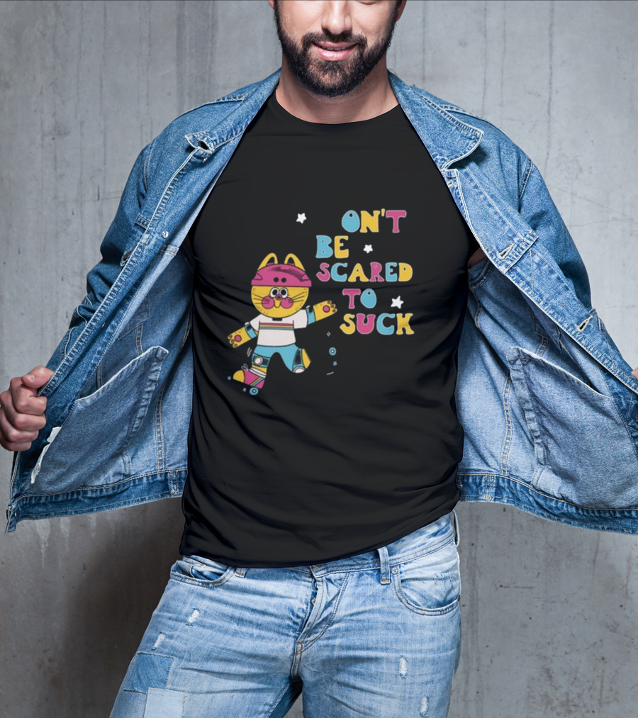 Don't Be Scared To Suck Pinkgabbercat Skateboarding Cat T-Shirt