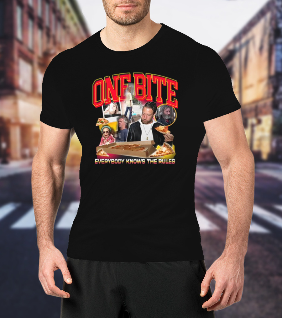 One Bite Everybody Knows The Rules Dave Portnoy Pizza Review Collage T-Shirt