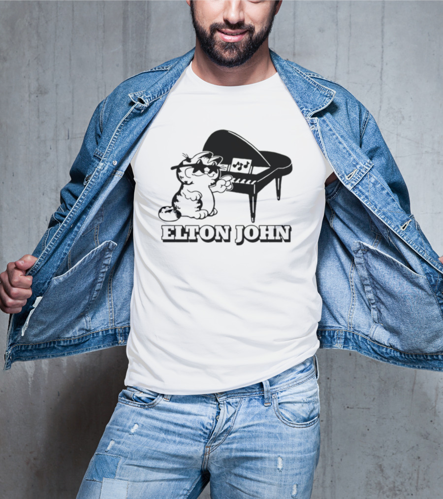 Garf At The Piano With Elton John Motif T-Shirt