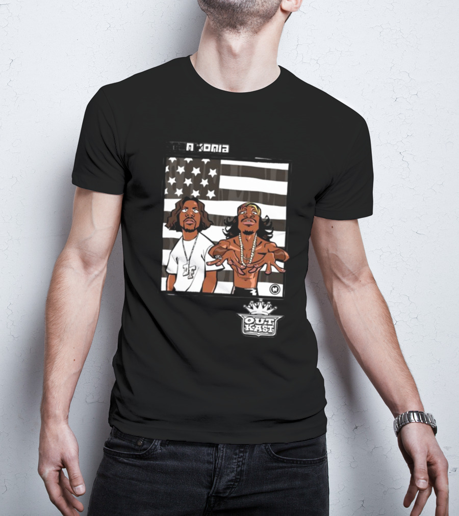 Stankonia Outkast Cartoon Style Stars And Stripes Duo Art By Nuri Durr T-Shirt