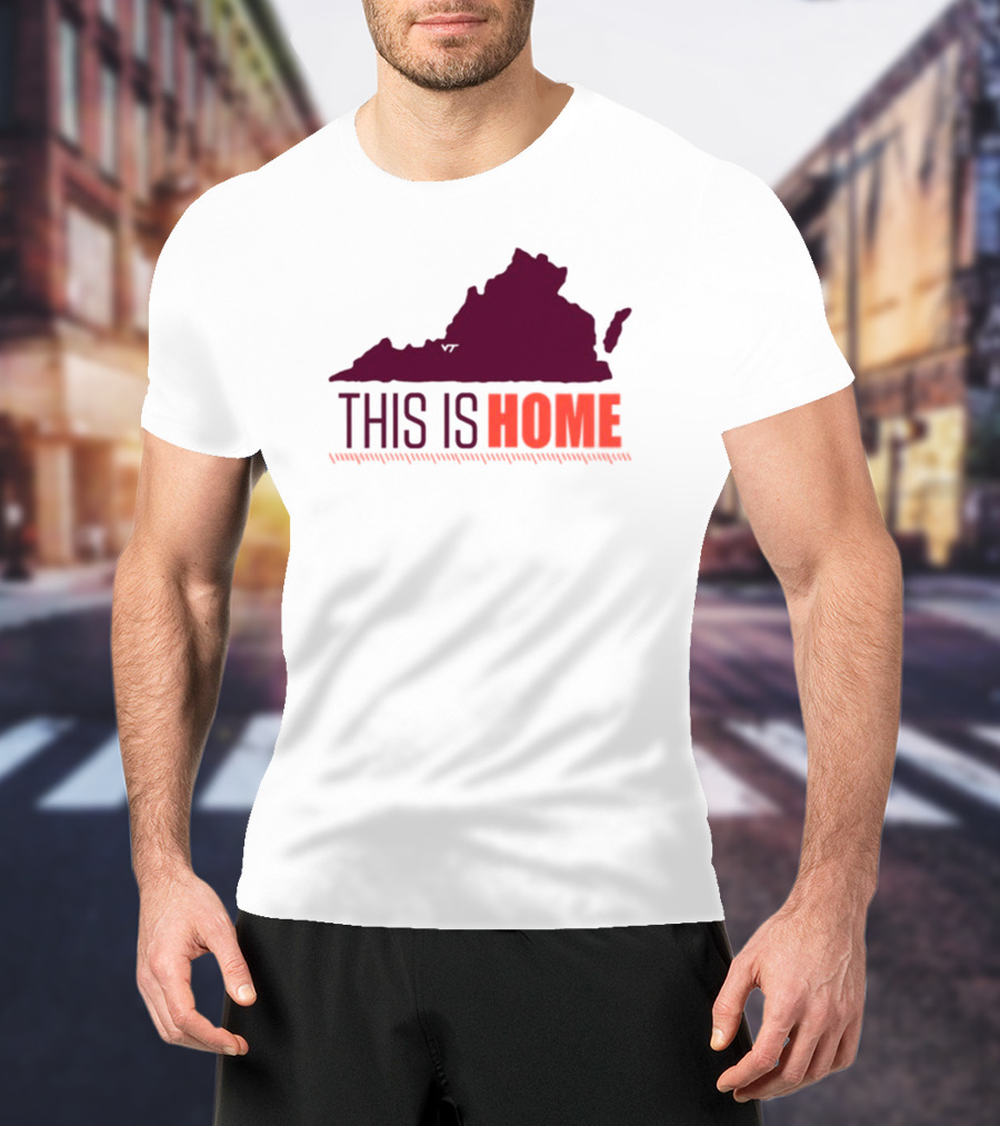 Virginia Tech Football Win This Is Home Virginia Outline T-Shirt