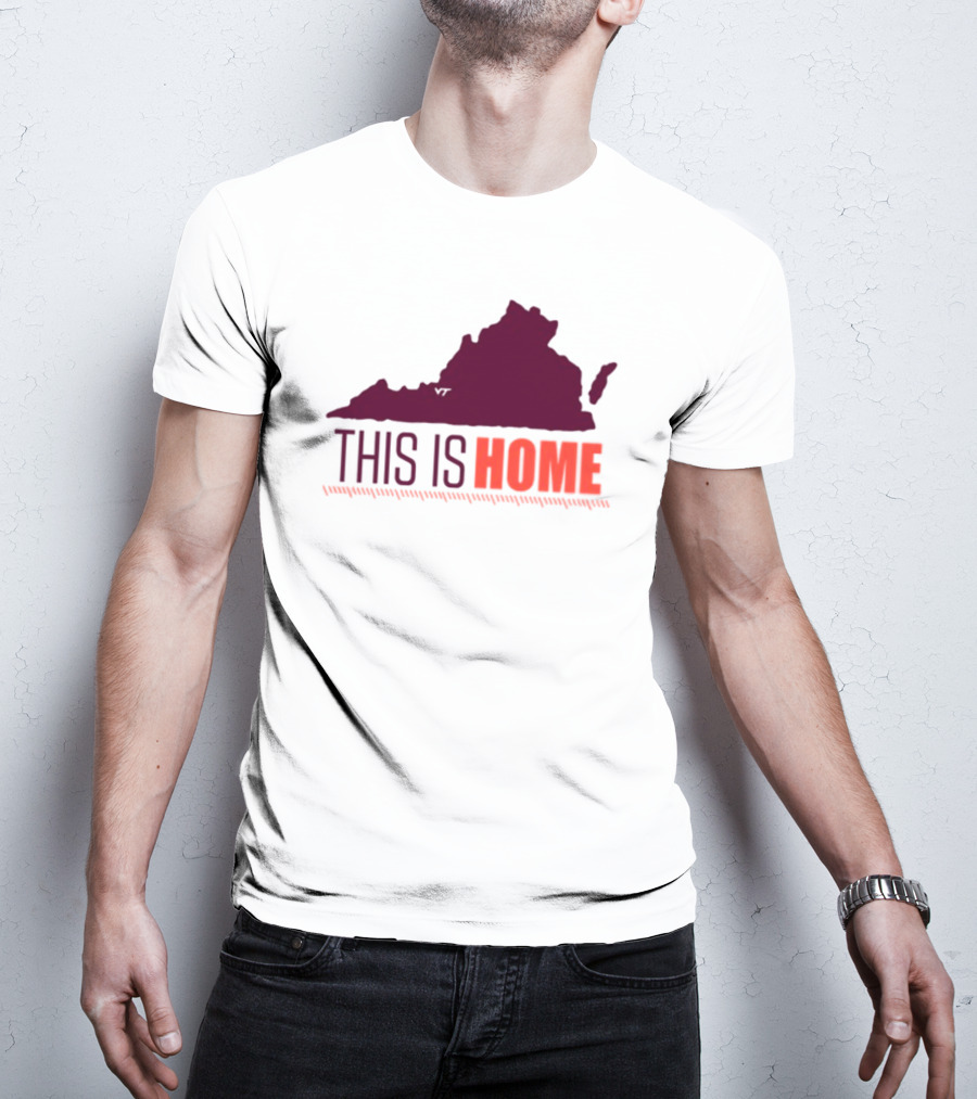 Virginia Tech Football Win This Is Home Virginia Outline T-Shirt