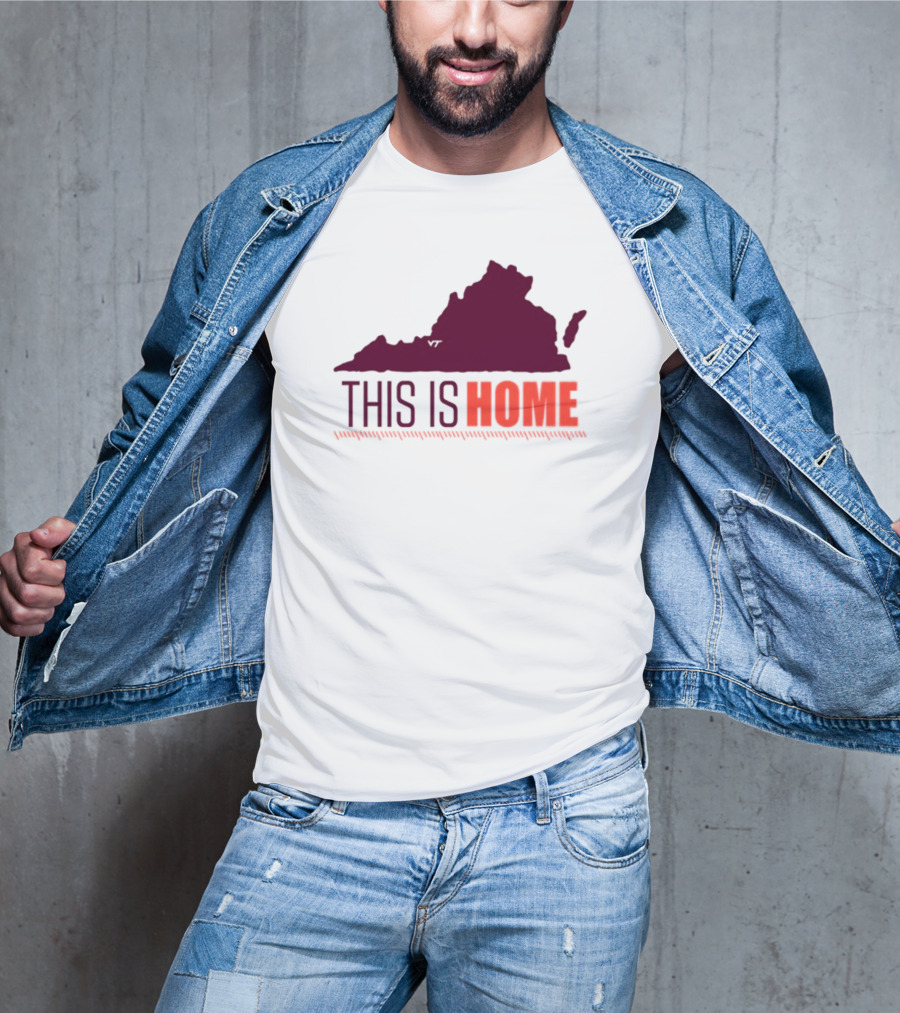 Virginia Tech Football Win This Is Home Virginia Outline T-Shirt