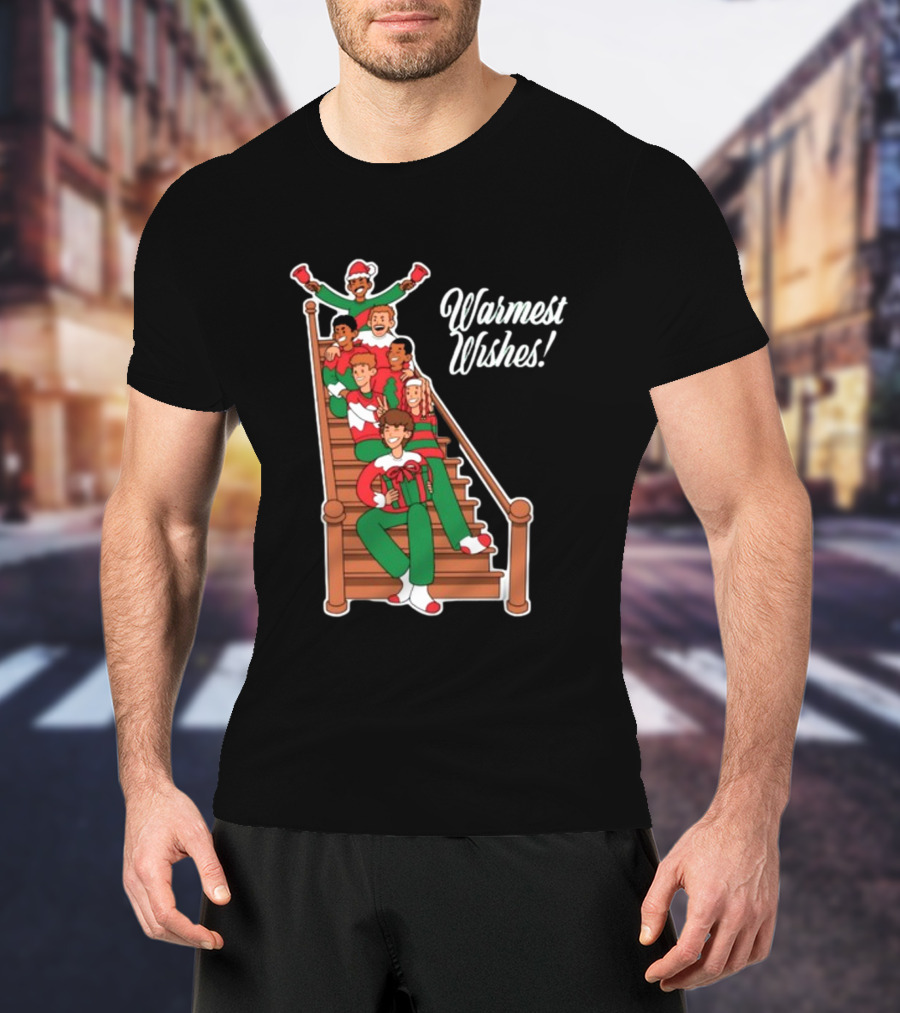 Warmest Wishes Holiday Family Celebration On Stairs T-Shirt
