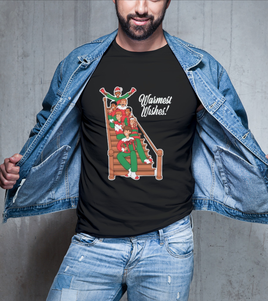 Warmest Wishes Holiday Family Celebration On Stairs T-Shirt