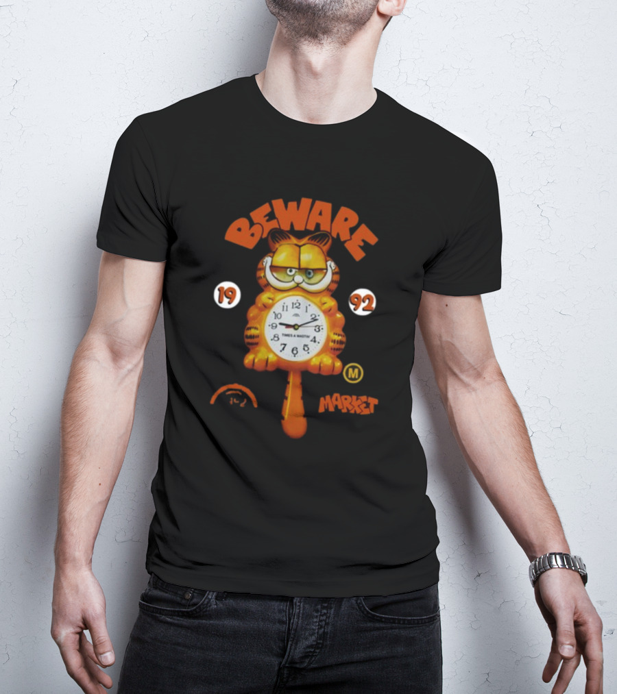 Beware Market Garfield 1992 Times And Waits Clock M T-Shirt