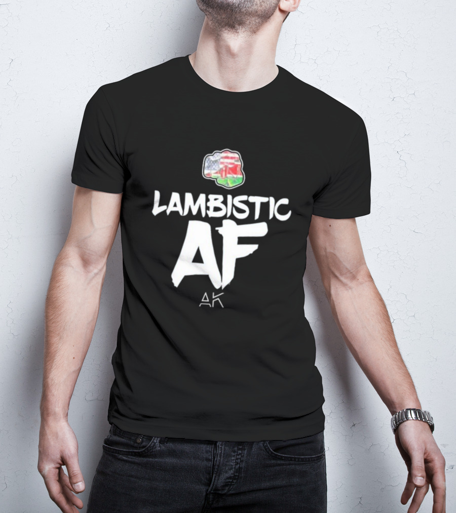 Lambistic AF American Kenyan Flag Map T-Shirt