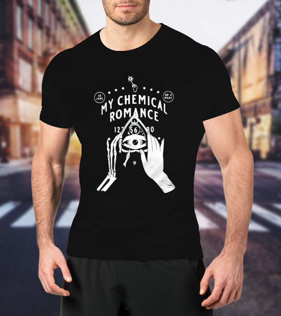 My Chemical Romance Spirit Board So Long Good Night Skeleton Hand Eye T-Shirt