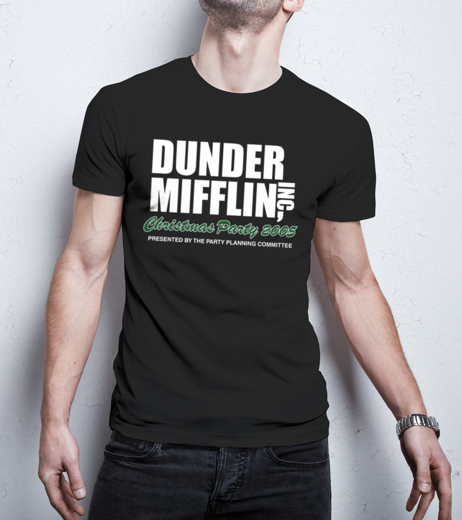 Dunder Mifflin Inc Christmas Party 2005 Presented By The Party Planning Committee Office Event T-Shirt