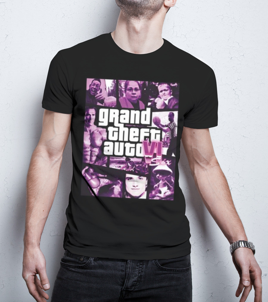 Grand Theft Auto VI Six Galleryno8 Purple Collage T-Shirt