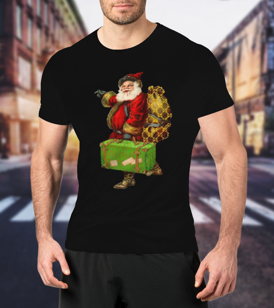Santa With Chic Designer Style Backpack T-Shirt