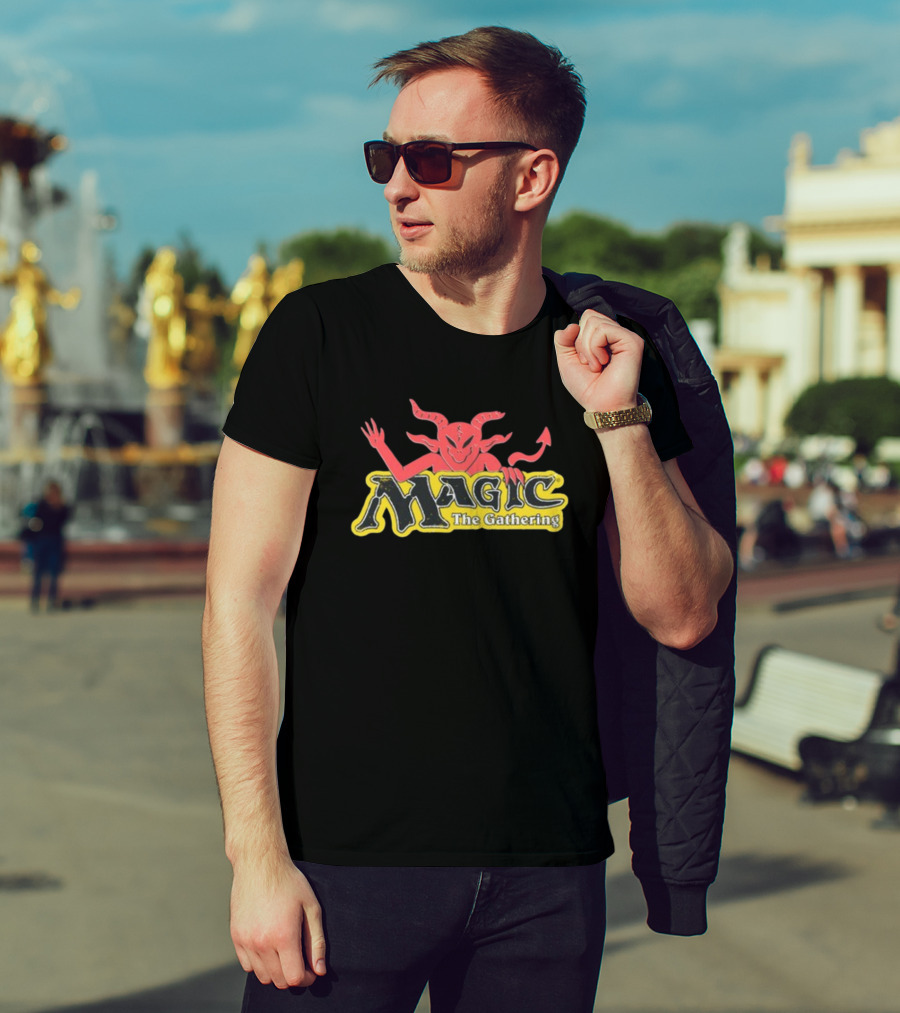 Wizard Of Barge Magic The Gathering Demon Logo Design New T-Shirt