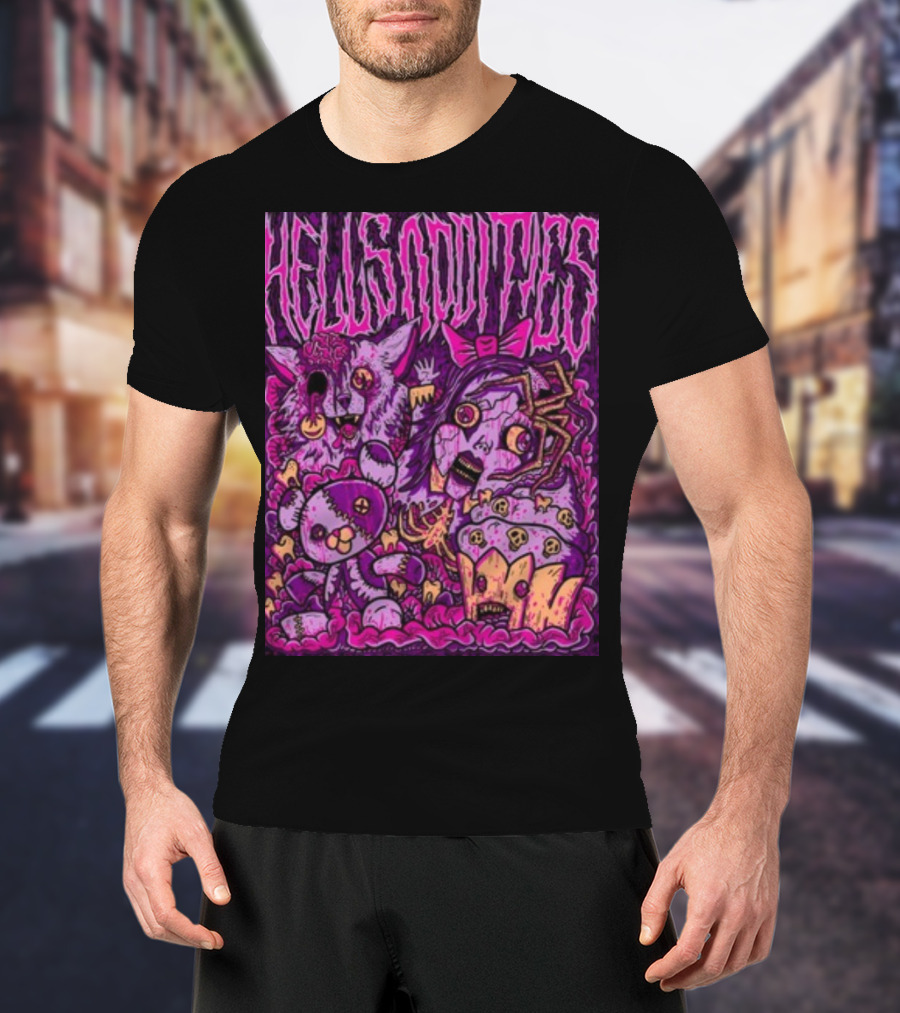 Hells Oddities Creepy Doll Zombie Cupcake Cat Monster Bits N' Pieces T-Shirt