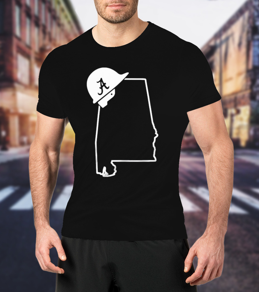 Alabama State Outline With Safety Helmet Featuring A T-Shirt