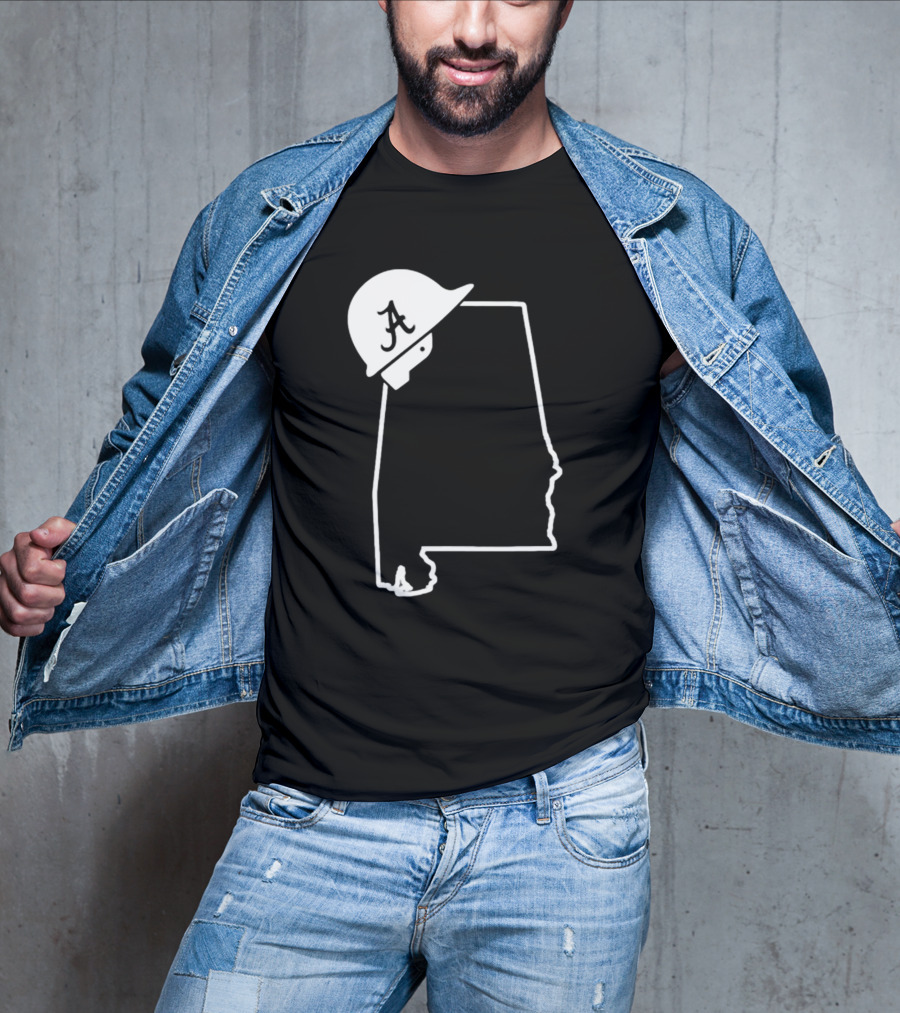 Alabama State Outline With Safety Helmet Featuring A T-Shirt
