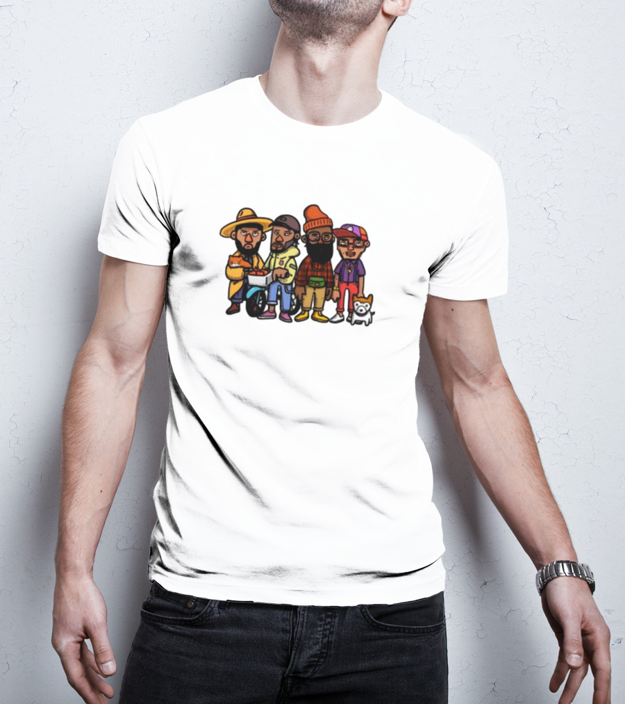 Lolwtferic Hipster Outfit Cartoon Crew With Dog T-Shirt