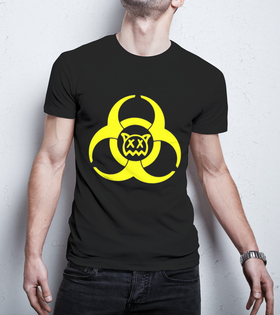 Ren Biohazard Symbol With X-Eyed Cat Face T-Shirt
