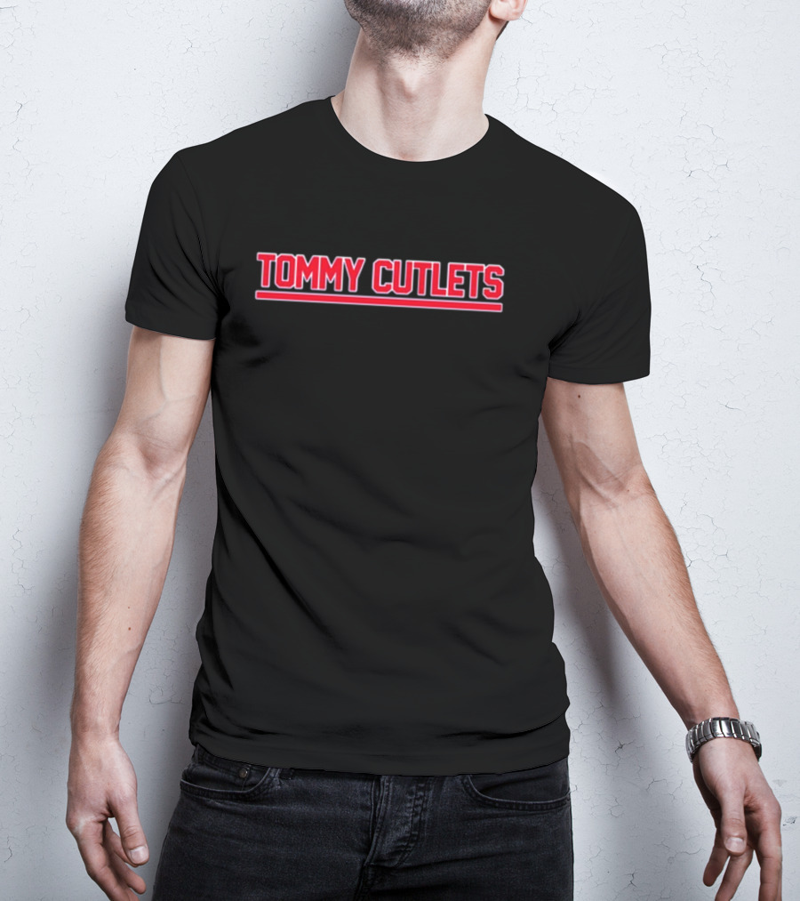 Nickyscarlotta Tommy Cutlets Bold Red Lettering T-Shirt