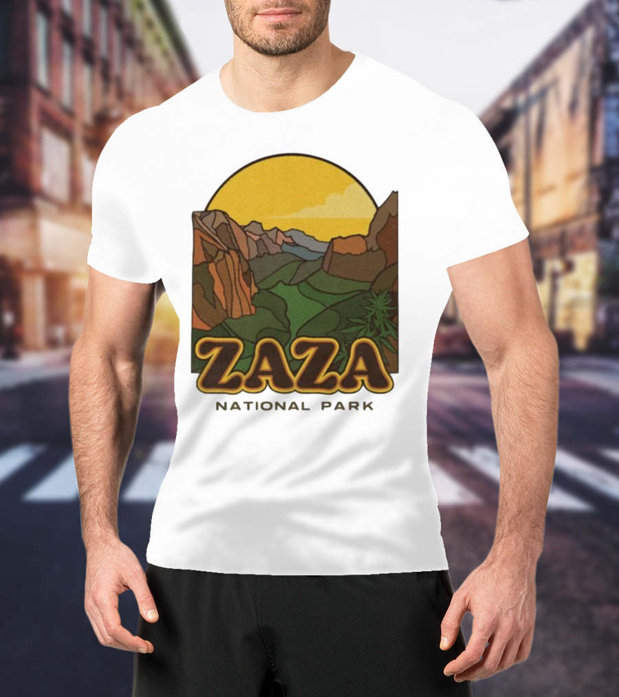 Zaza National Park Vintage Landscape With Mountains And Yellow Sunset T-Shirt