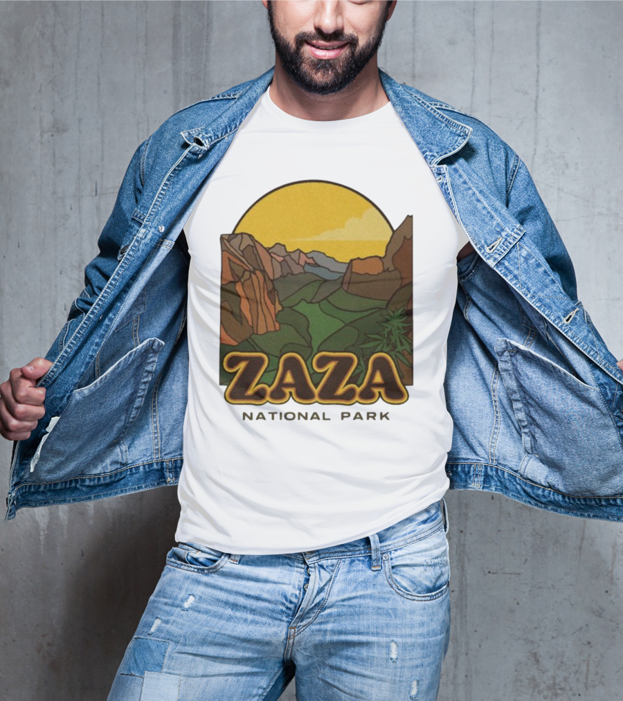 Zaza National Park Vintage Landscape With Mountains And Yellow Sunset T-Shirt