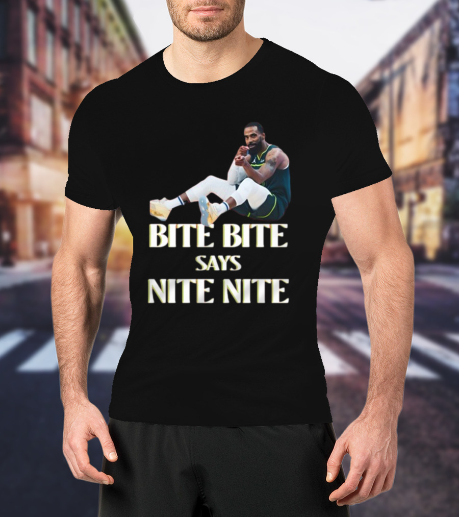 Bite Bite Says Nite Nite Basketball Player Sitting Pose T-Shirt