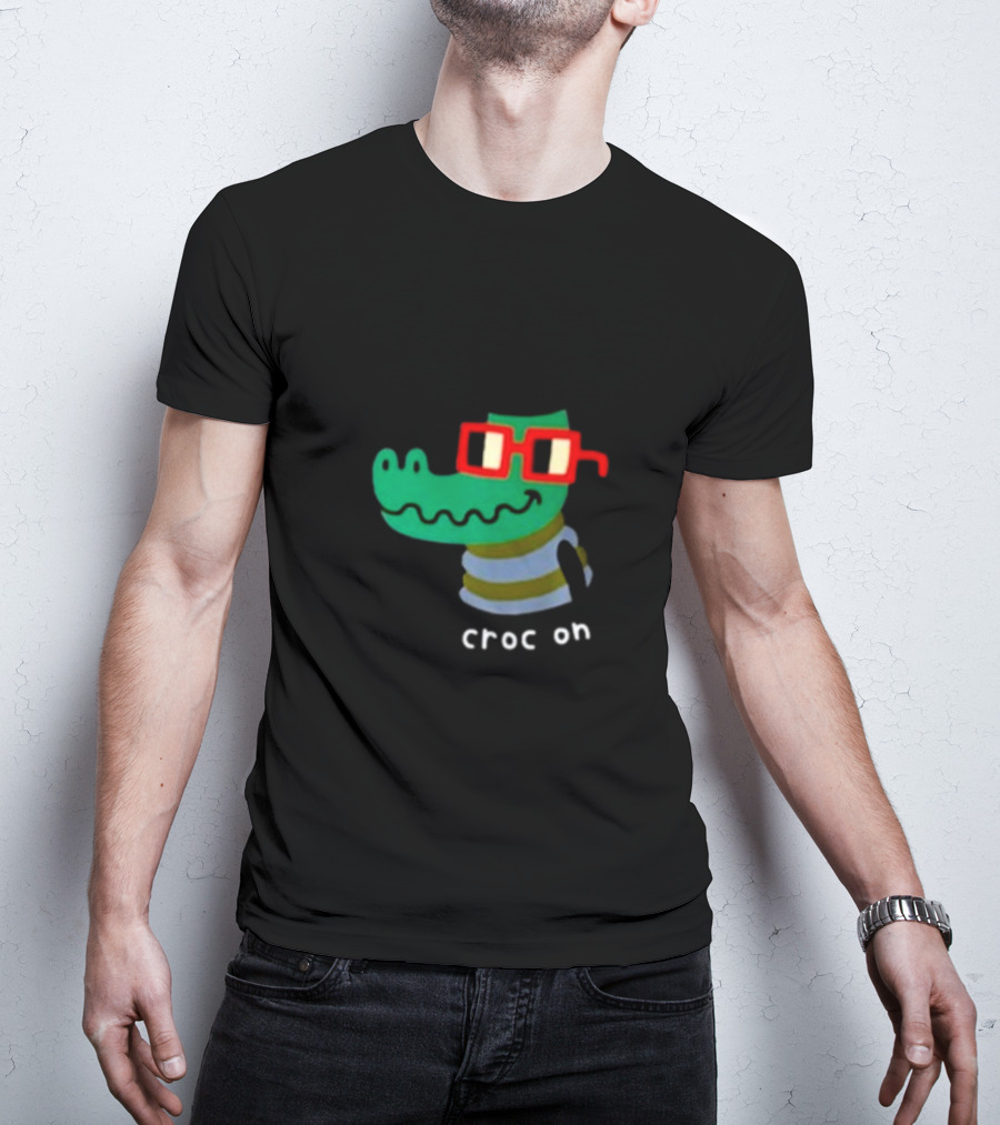 Jarmen43 Croc On Alligator With Red Glasses And Black Hat T-Shirt