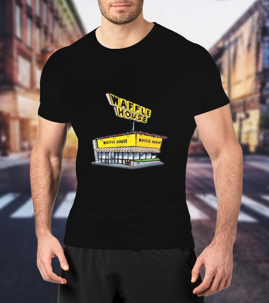 Waffle House Blue Christmas Storefront Signage T-Shirt
