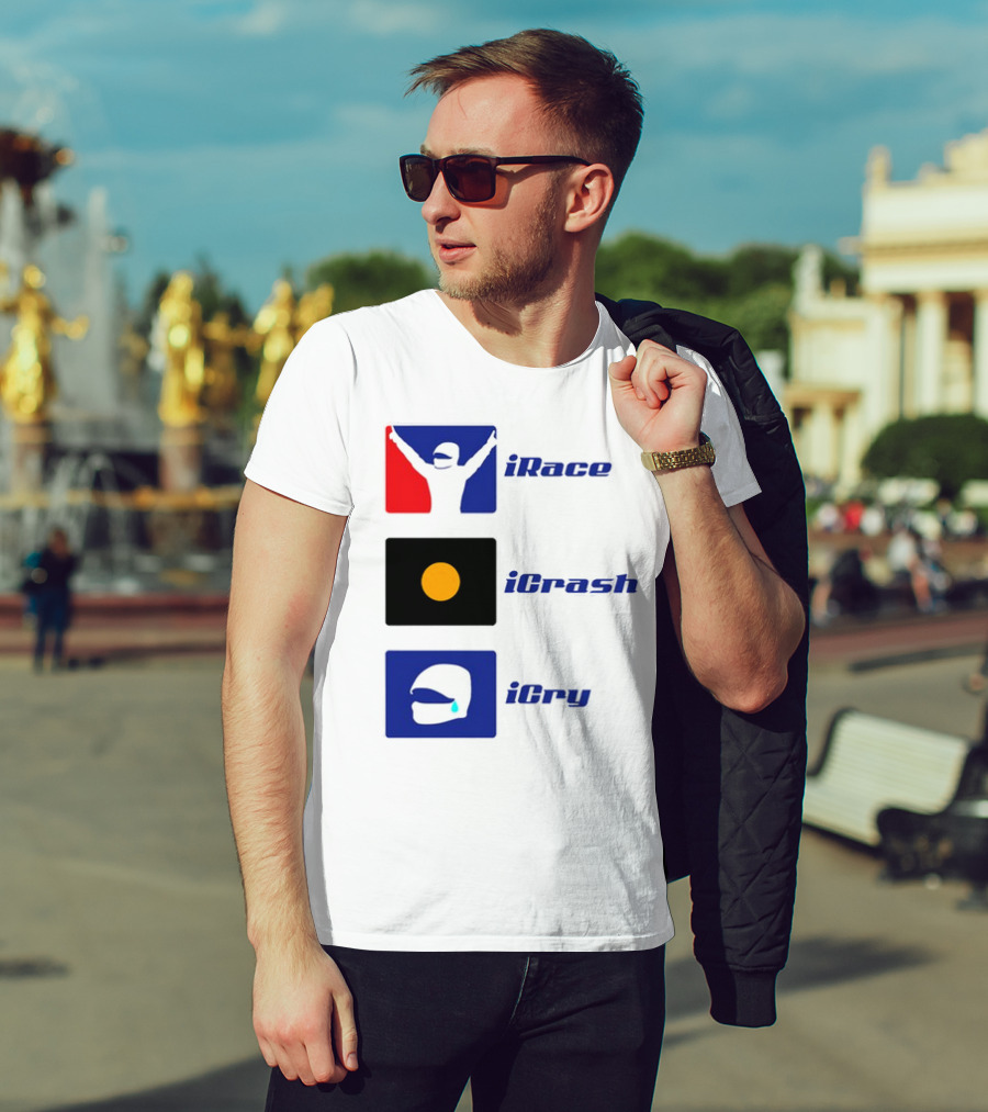 Basic Ollie IRace ICrash ICry Racing Icons And Emojis T-Shirt
