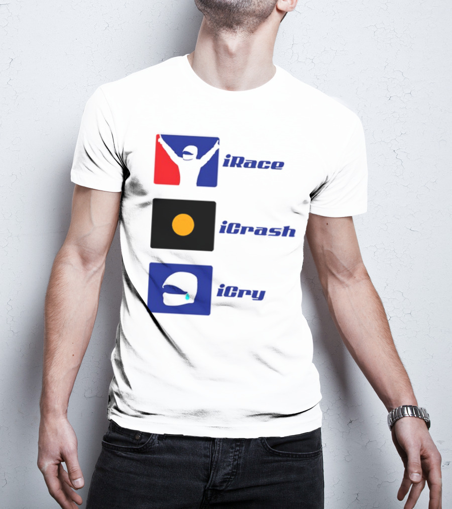 Basic Ollie IRace ICrash ICry Racing Icons And Emojis T-Shirt