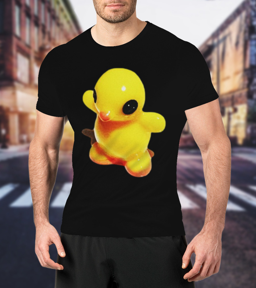 Fleshwater Plastic Duck Yellow Figurine With Black Eyes T-Shirt
