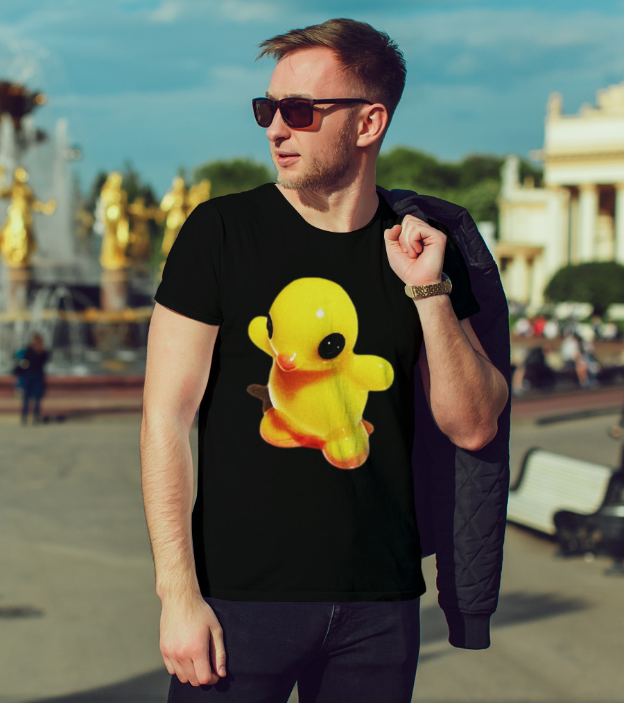 Fleshwater Plastic Duck Yellow Figurine With Black Eyes T-Shirt