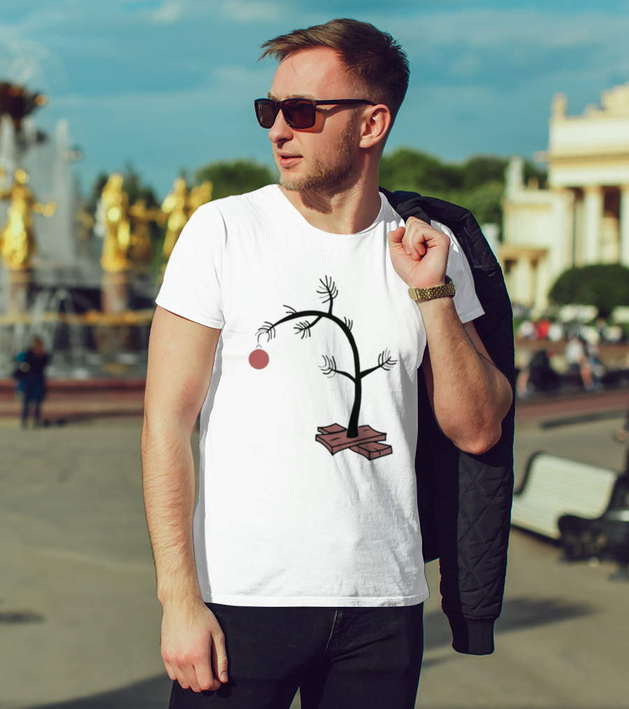Sad Little Christmas Tree With Single Red T-Shirt