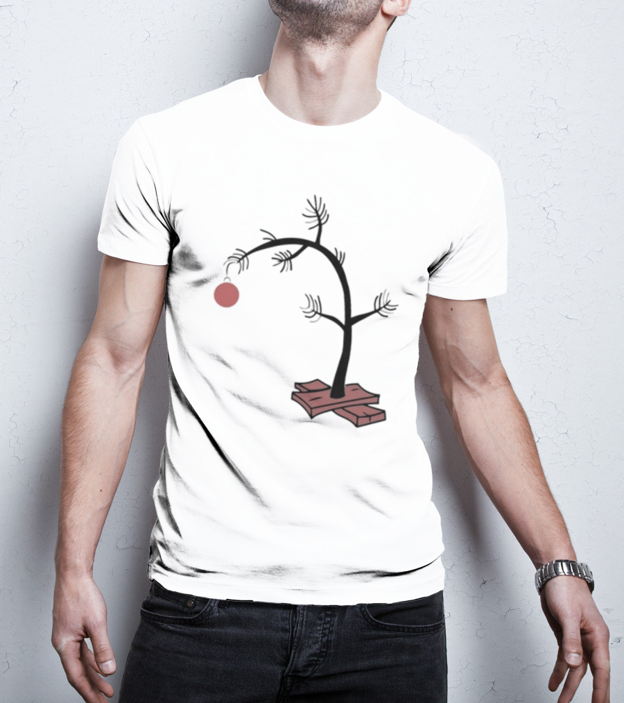 Sad Little Christmas Tree With Single Red T-Shirt