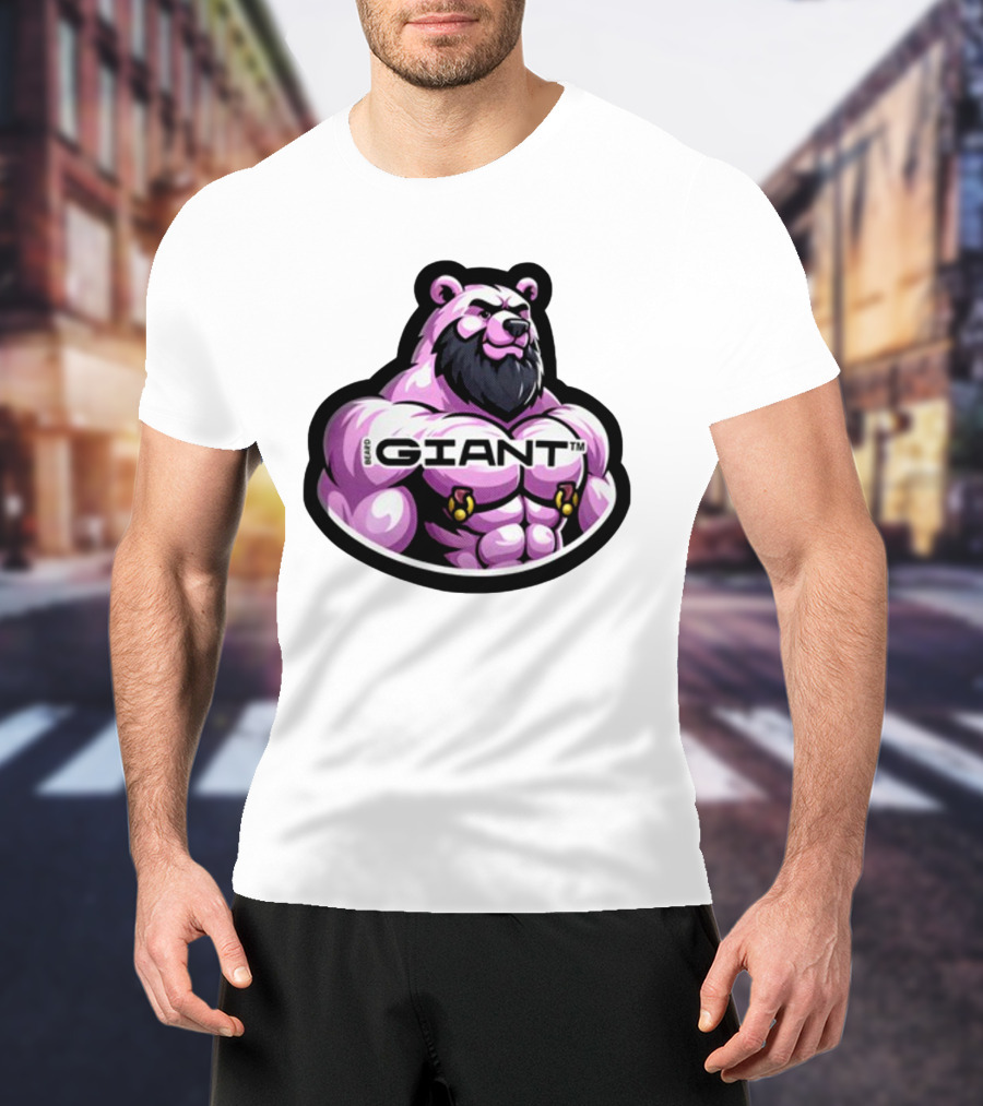 Giant Beard Bear Muscle Pink T-Shirt