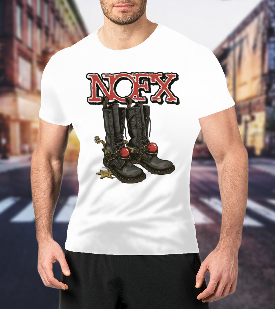 NOFX Punk Boots With Chains And Red Orbs T-Shirt