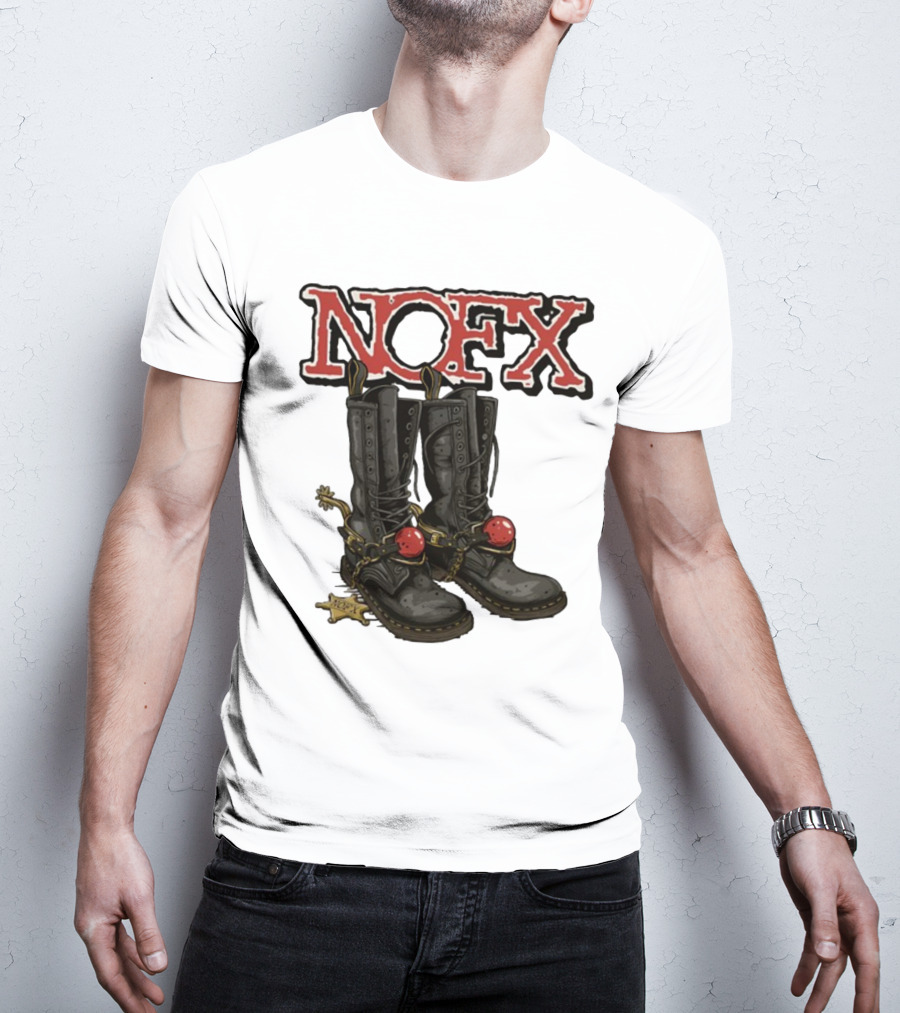 NOFX Punk Boots With Chains And Red Orbs T-Shirt
