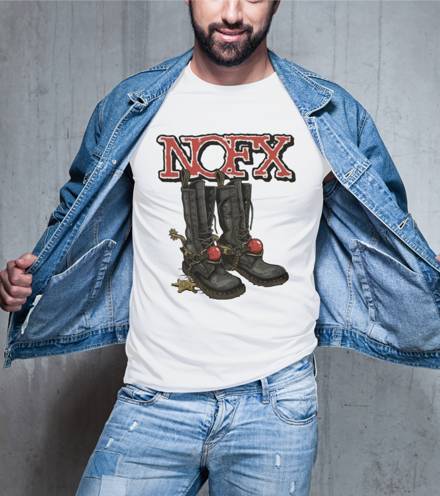 NOFX Punk Boots With Chains And Red Orbs T-Shirt