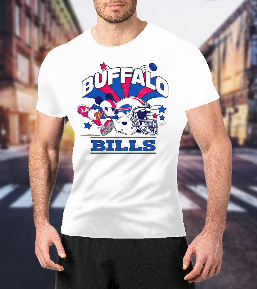 Buffalo Bills Football Mickey Mouse Tackle Starburst T-Shirt