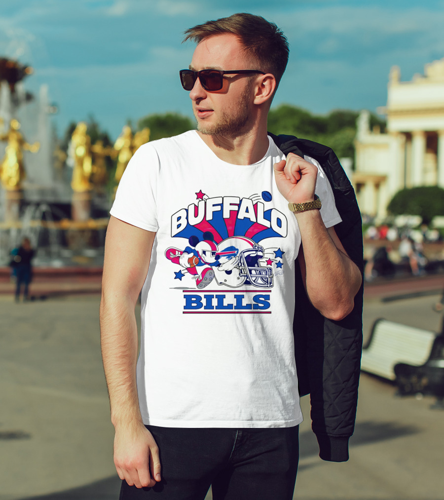 Buffalo Bills Football Mickey Mouse Tackle Starburst T-Shirt
