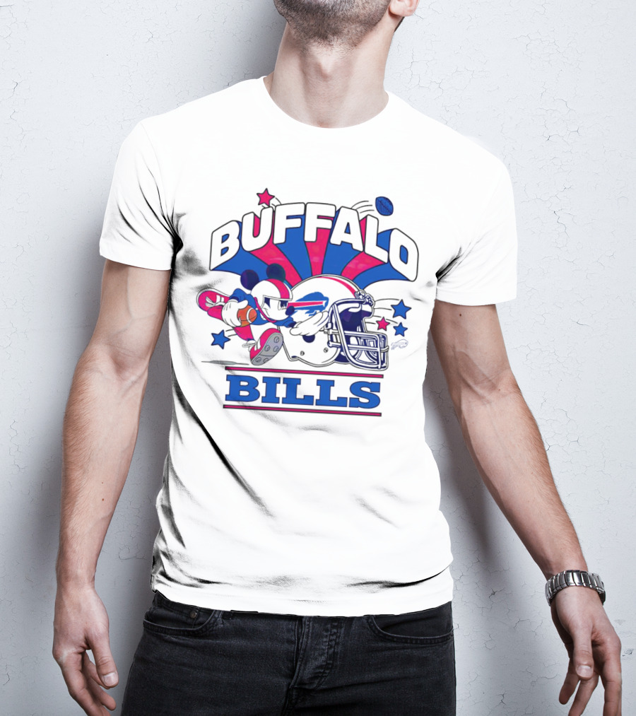 Buffalo Bills Football Mickey Mouse Tackle Starburst T-Shirt