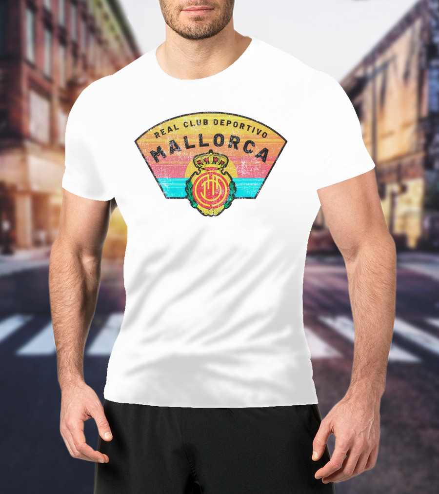 Real Club Deportivo Mallorca Vintage Logo Retro Stripes T-Shirt
