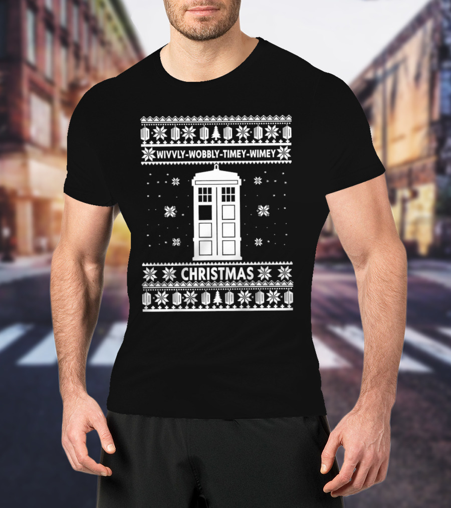 Wibbly Wobbly Timey Wimey TARDIS Christmas T-Shirt