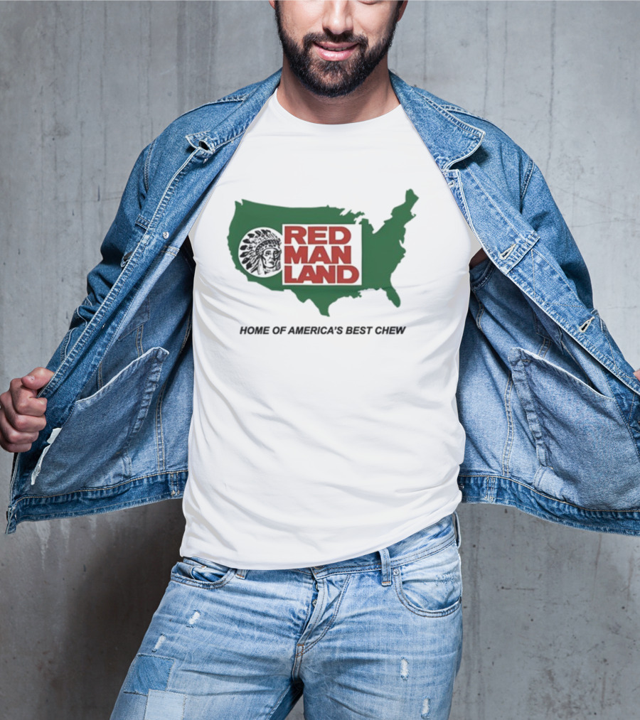 Cornbreadcountryclub Red Man Land Home Of America's Best Chew Map T-Shirt