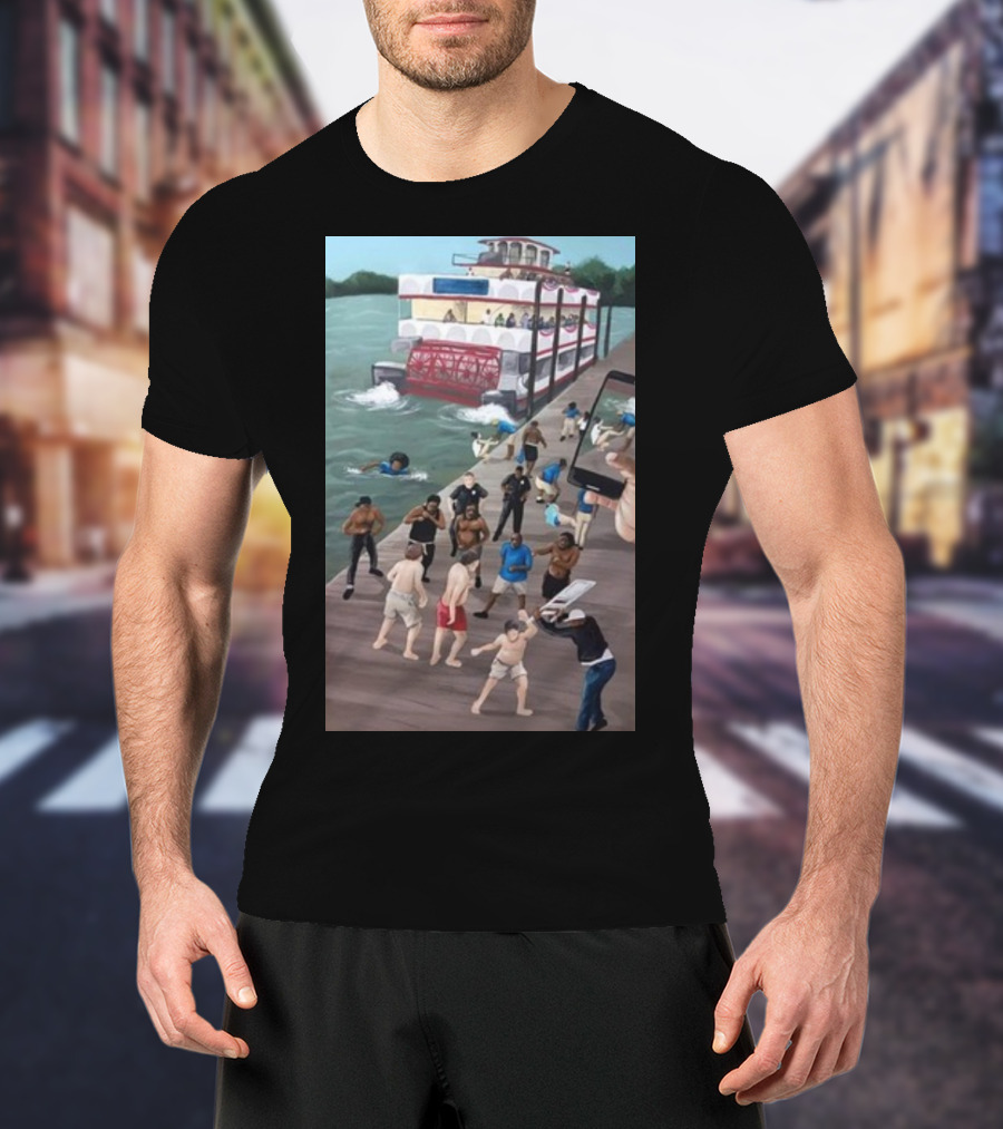 Kenny Akers Alabama River Brawl Boat Dock Scene T-Shirt