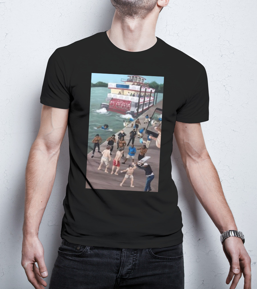 Kenny Akers Alabama River Brawl Boat Dock Scene T-Shirt